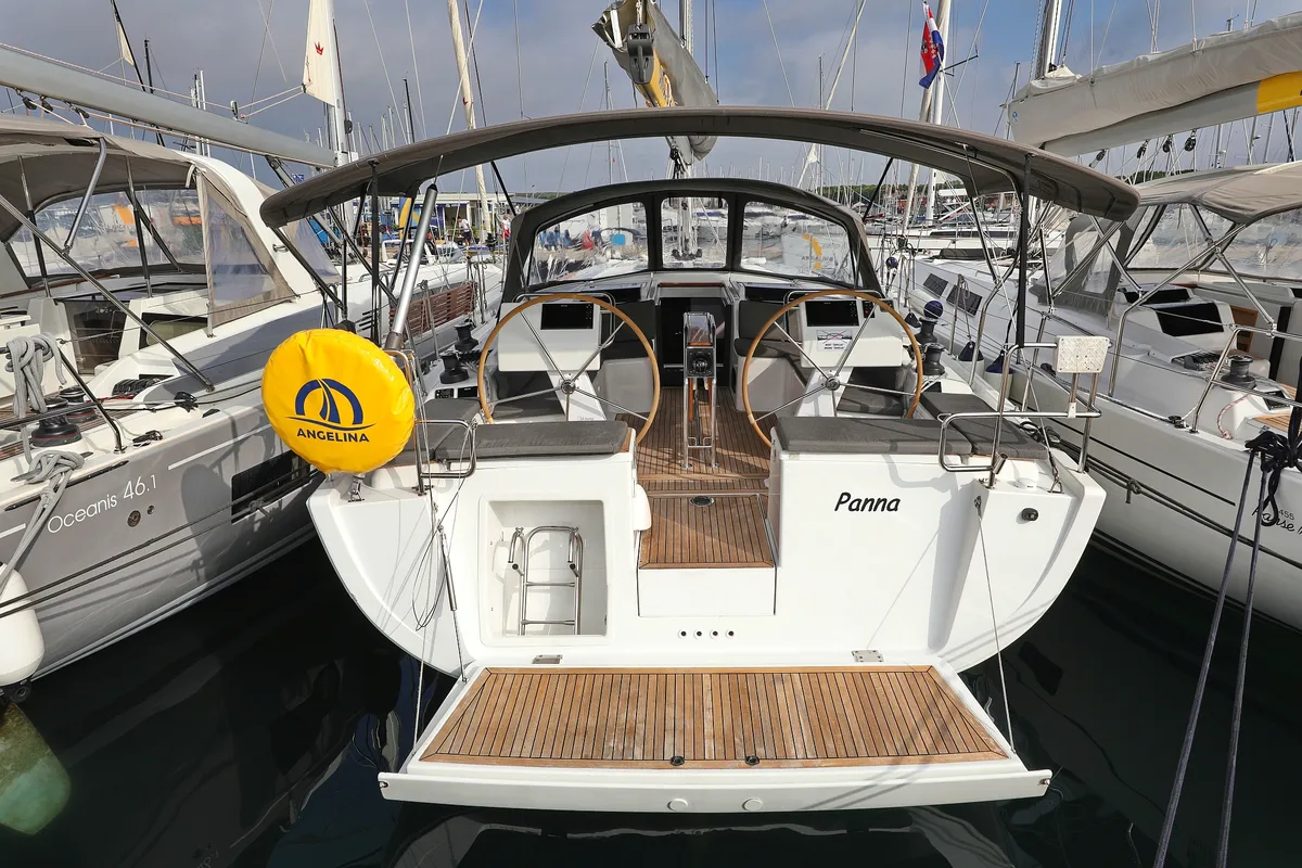 Exterior view of Panna, a Hanse 455 sailboat at Grad Biograd na Moru, Croatia