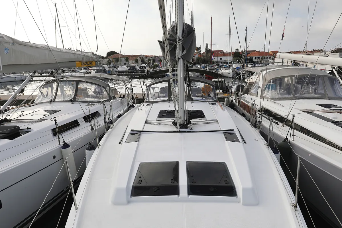 Deck of Panna, a Hanse 455 sailboat at Grad Biograd na Moru, Croatia