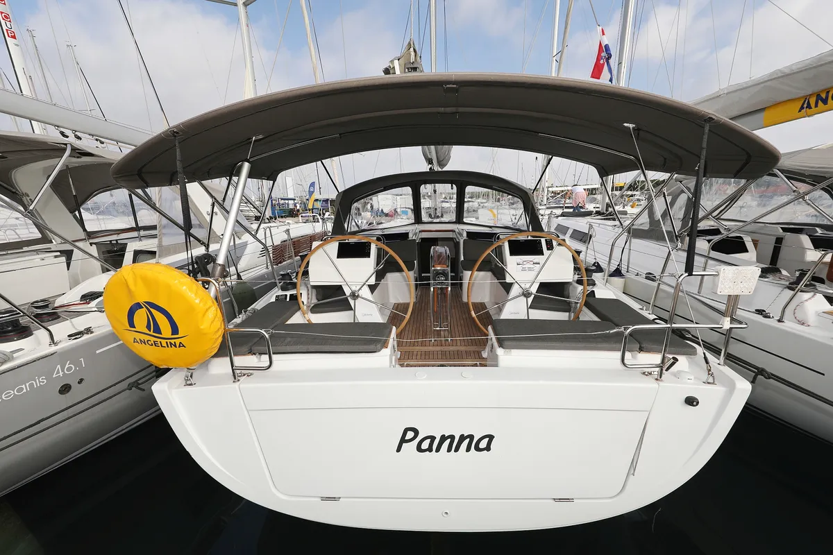 Exterior view of Panna, a Hanse 455 sailboat at Grad Biograd na Moru, Croatia