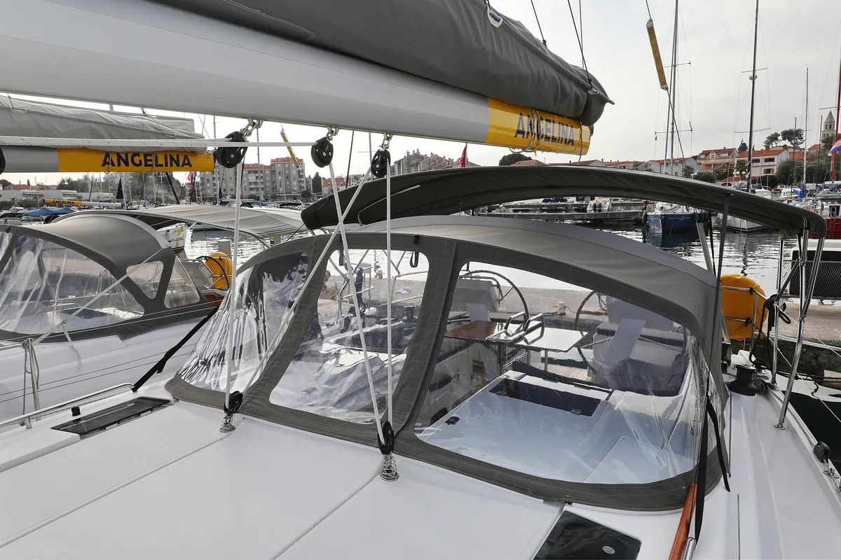 Deck of Panna, a Hanse 455 sailboat at Grad Biograd na Moru, Croatia