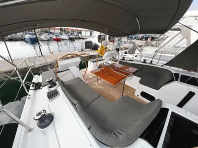 Deck of Panna, a Hanse 455 sailboat at Grad Biograd na Moru, Croatia