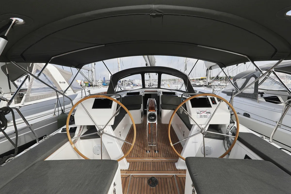 Cockpit of Panna, a Hanse 455 sailboat at Grad Biograd na Moru, Croatia