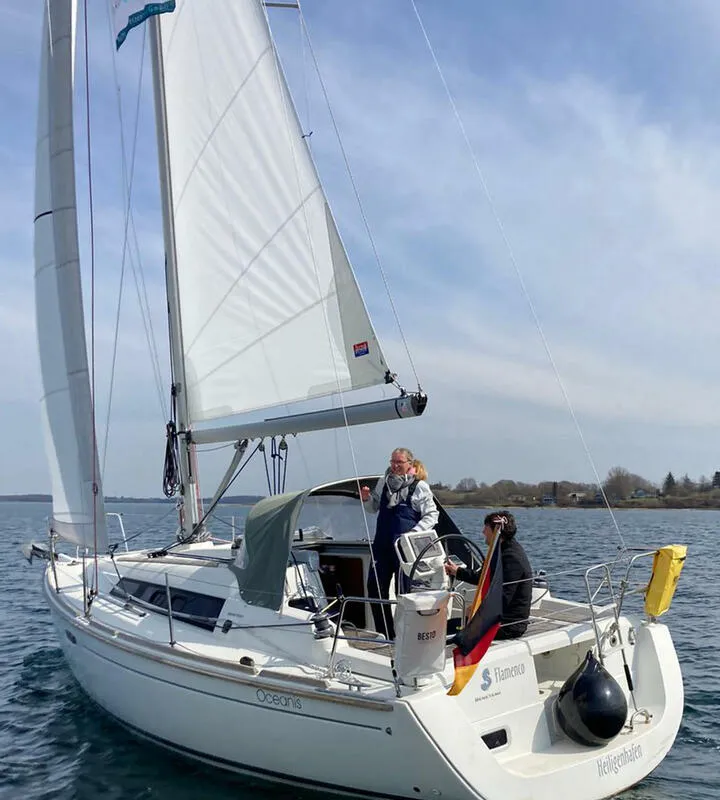 Deck of Flamenco, a Beneteau Oceanis 31 sailboat at Flensburg, Germany