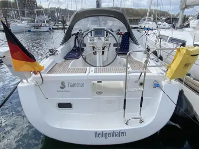 Cockpit of Flamenco, a Beneteau Oceanis 31 sailboat at Flensburg, Germany