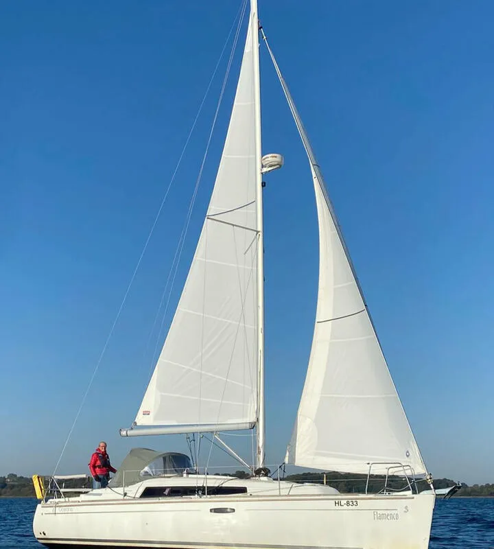 Exterior view of Flamenco, a Beneteau Oceanis 31 sailboat at Flensburg, Germany