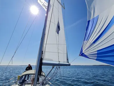Deck of Flamenco, a Beneteau Oceanis 31 sailboat at Flensburg, Germany