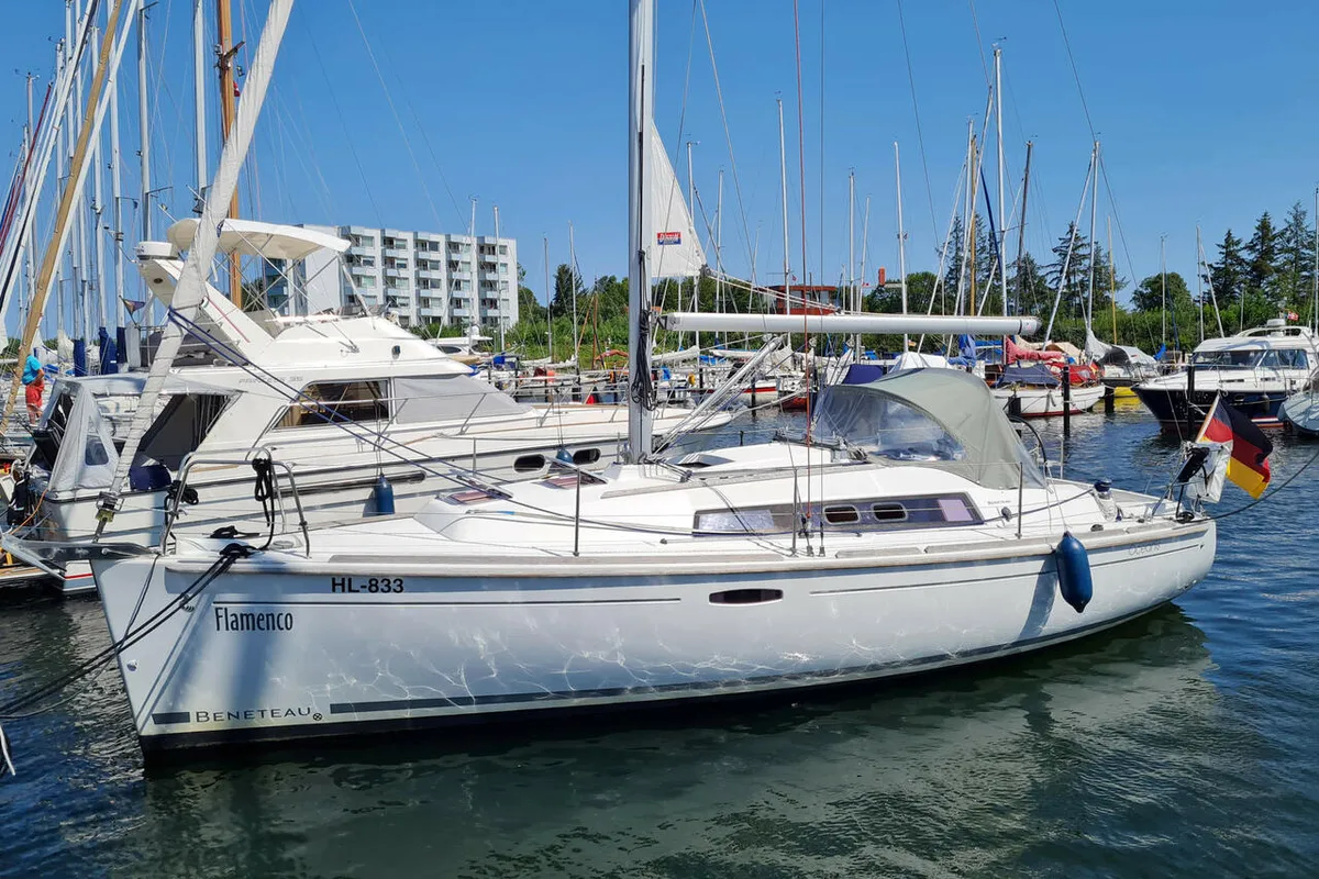 Exterior view of Flamenco, a Beneteau Oceanis 31 sailboat at Flensburg, Germany