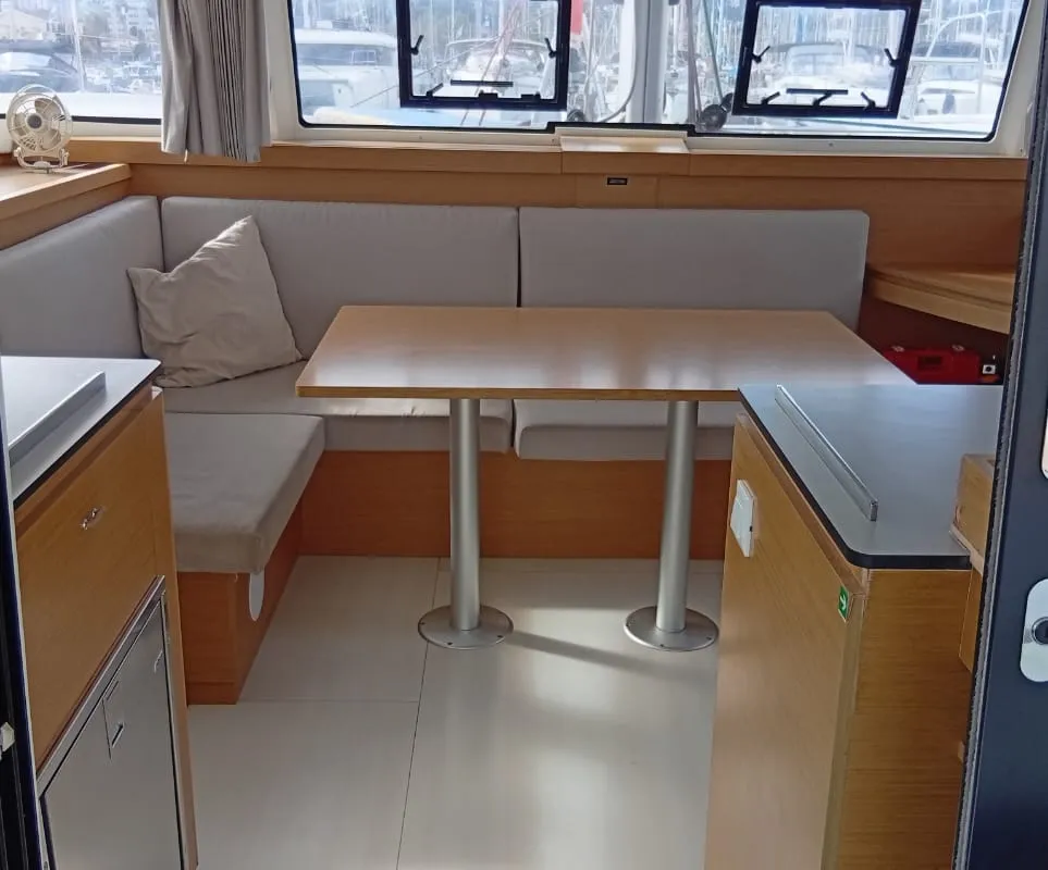Salon of Amare II, a Excess 11 catamaran at Kontokali, Greece