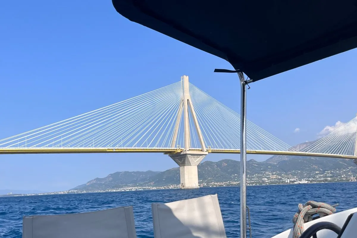 Deck of Amare II, a Excess 11 catamaran at Kontokali, Greece