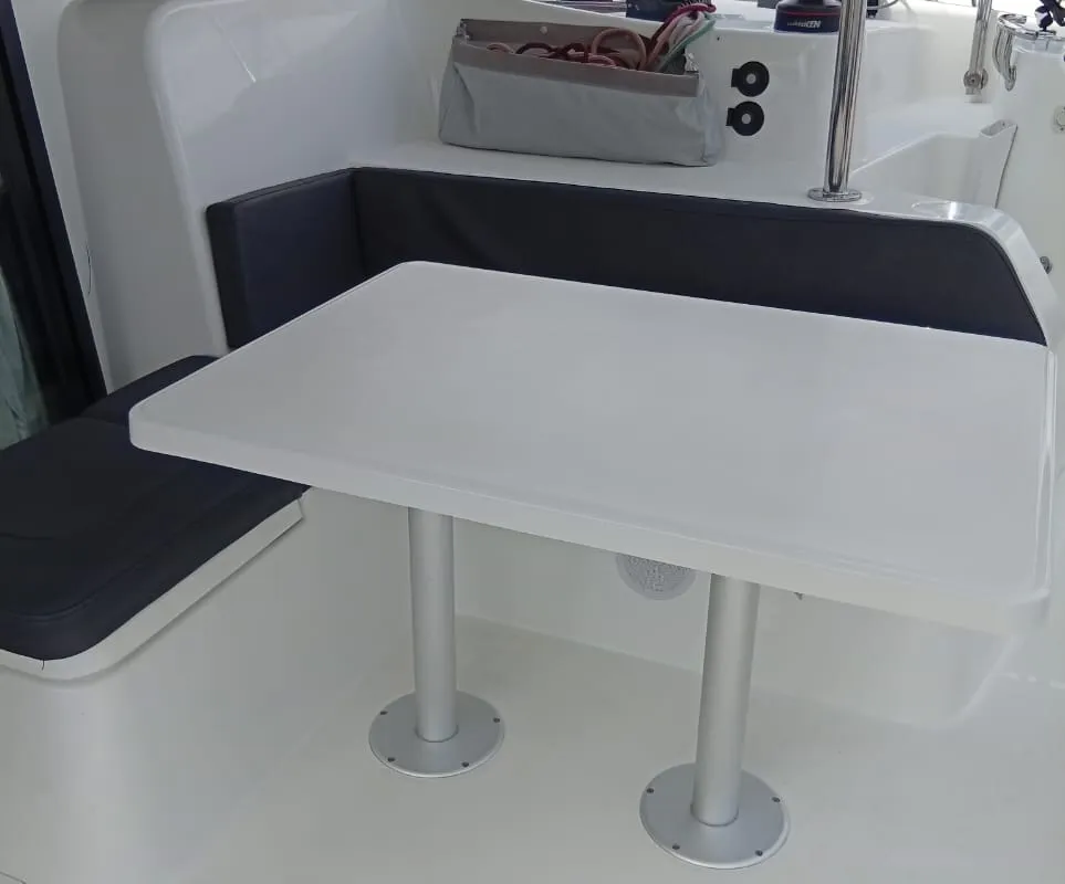 Deck of Amare II, a Excess 11 catamaran at Kontokali, Greece