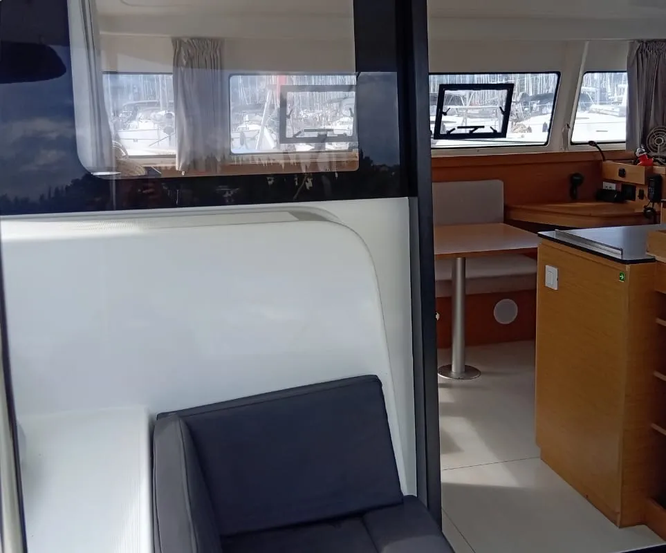 Salon of Amare II, a Excess 11 catamaran at Kontokali, Greece