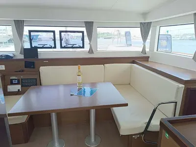Salon of Jessica, a Lagoon 40 catamaran at Kontokali, Greece
