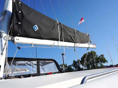 Deck of Jessica, a Lagoon 40 catamaran at Kontokali, Greece