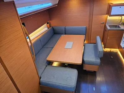 Salon of Amalia, a Dufour 470 sailboat at Skradin, Croatia