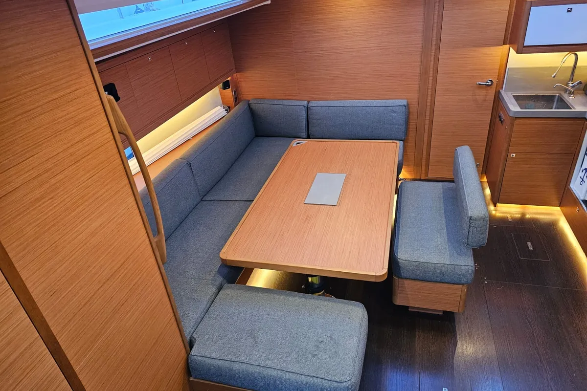 Salon of Amalia, a Dufour 470 sailboat at Skradin, Croatia