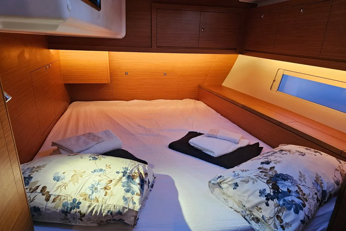 Cabin on Amalia, a Dufour 470 sailboat at Skradin, Croatia