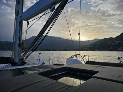 Deck of Amalia, a Dufour 470 sailboat at Skradin, Croatia