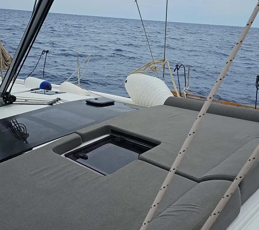 Deck of Amalia, a Dufour 470 sailboat at Skradin, Croatia