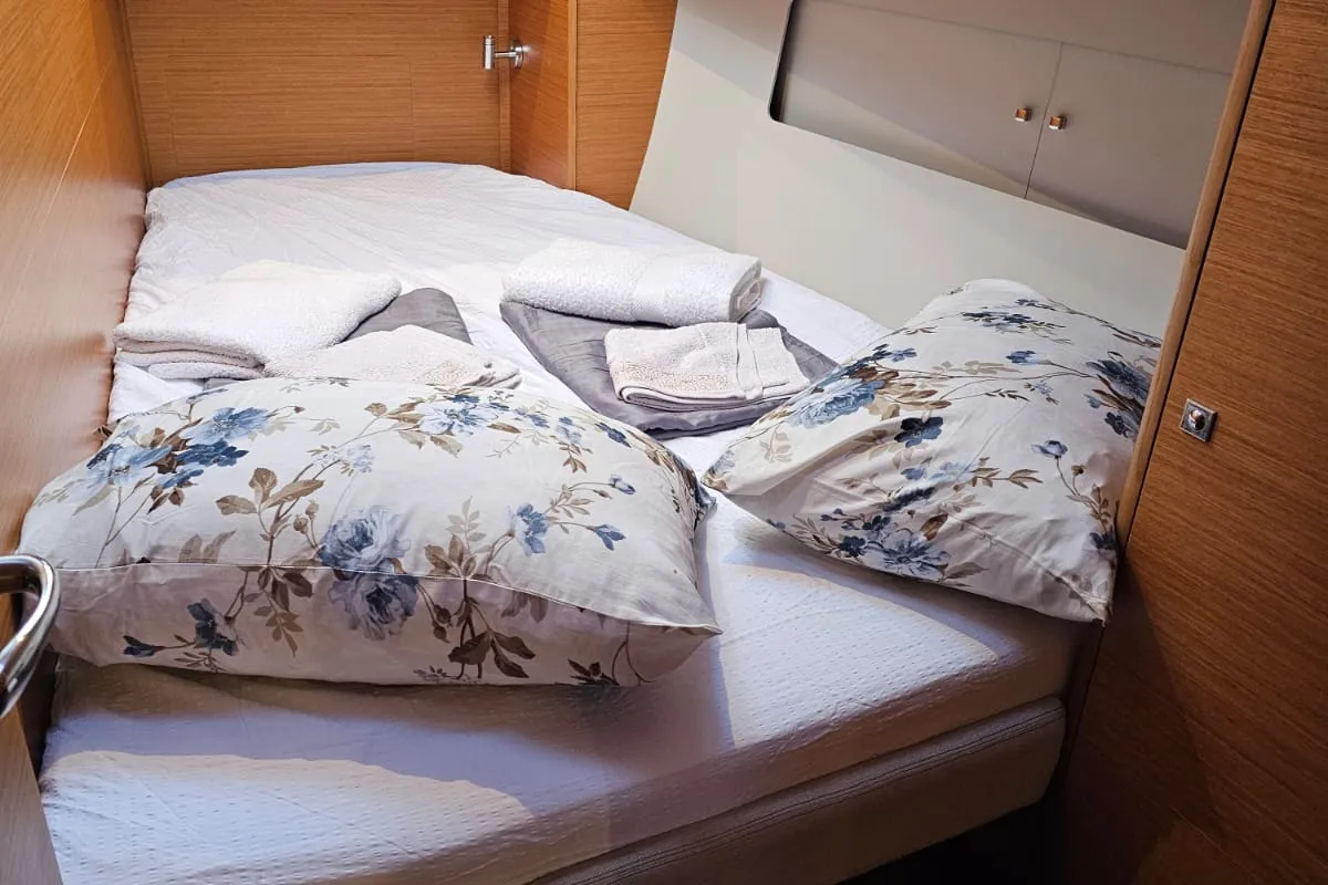 Cabin on Amalia, a Dufour 470 sailboat at Skradin, Croatia