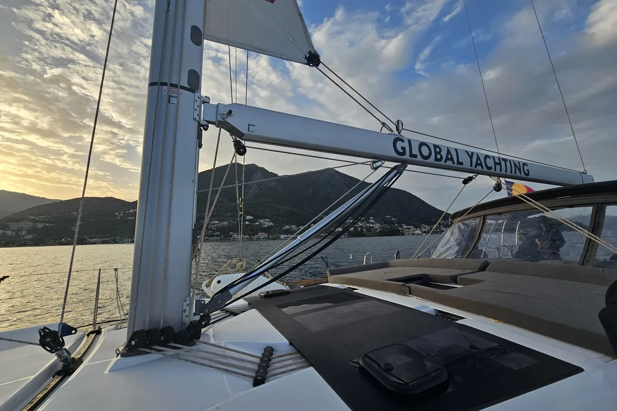 Deck of Amalia, a Dufour 470 sailboat at Skradin, Croatia