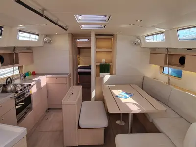 Salon of Entre Deux Poles, a Beneteau Oceanis 46.1 sailboat at Vallauris, France