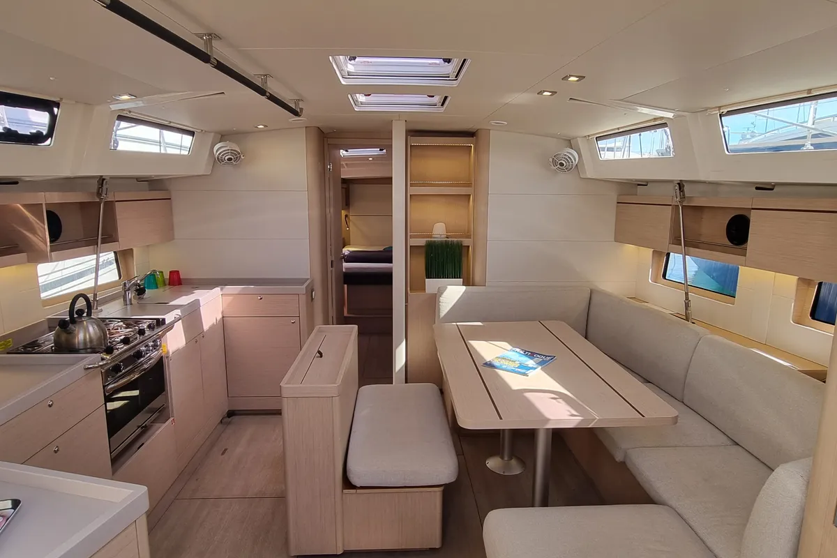 Salon of Entre Deux Poles, a Beneteau Oceanis 46.1 sailboat at Vallauris, France