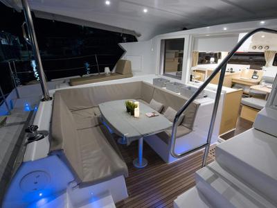Deck of Nirvana, a Lagoon 421 catamaran at Municipal Unit of Lefkada, Greece