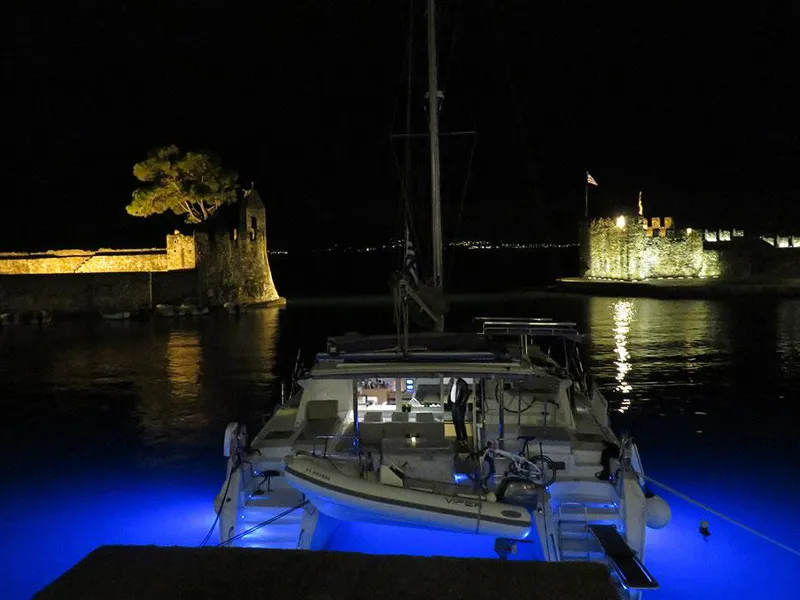Exterior view of Nirvana, a Lagoon 421 catamaran at Municipal Unit of Lefkada, Greece