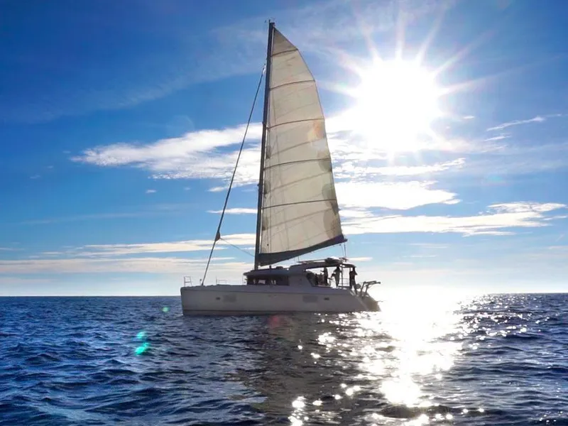 Exterior view of Nirvana, a Lagoon 421 catamaran at Municipal Unit of Lefkada, Greece