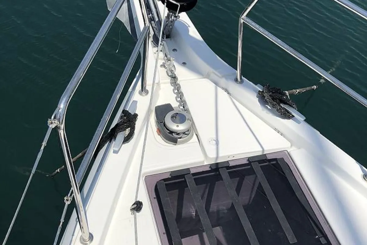 Exterior view of Tikal 3, a Jeanneau Sun Odyssey 440 sailboat at Municipal Unit of Lefkada, Greece