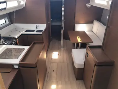 Salon of Tikal 3, a Jeanneau Sun Odyssey 440 sailboat at Municipal Unit of Lefkada, Greece