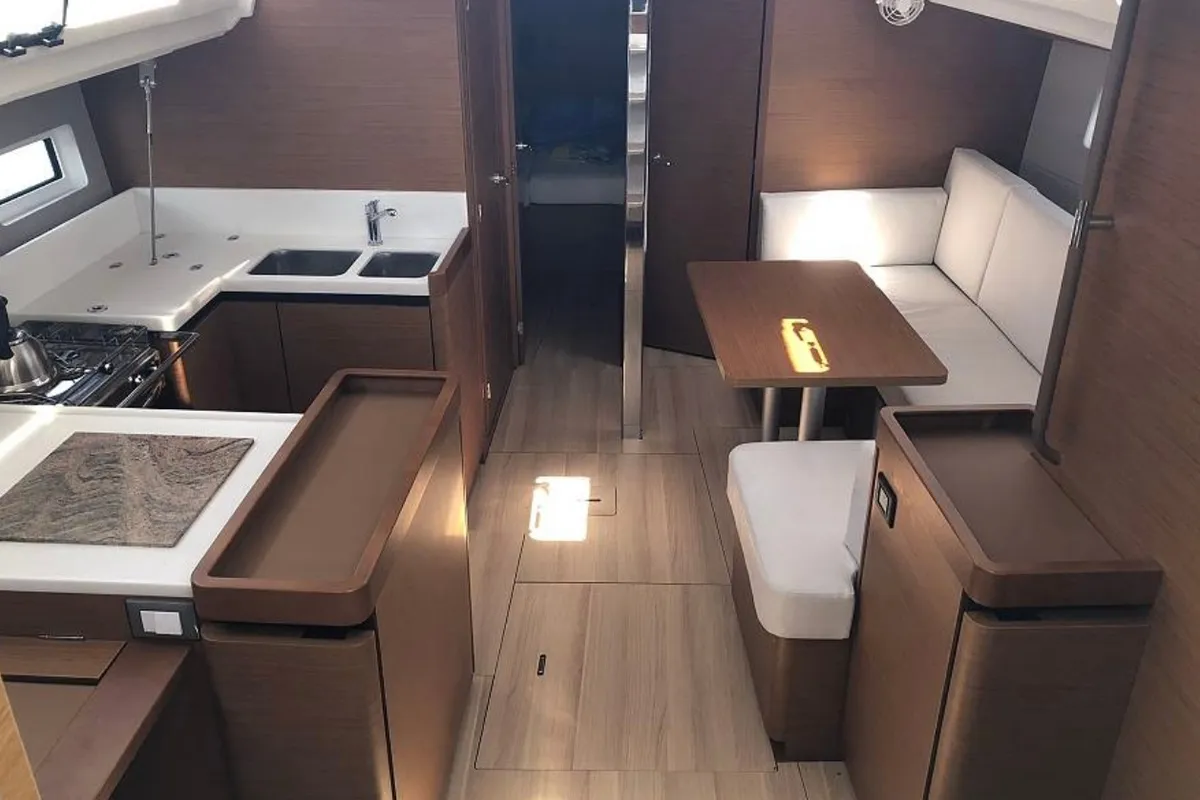 Salon of Tikal 3, a Jeanneau Sun Odyssey 440 sailboat at Municipal Unit of Lefkada, Greece