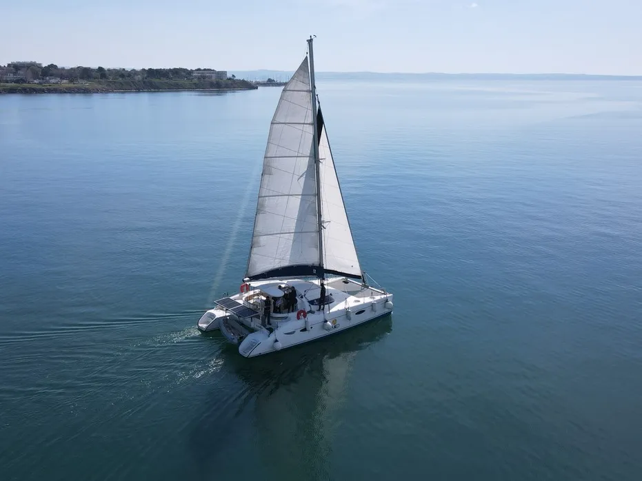 Exterior view of Victoria, a Fountaine Pajot Lavezzi 40 catamaran at Sithonia Municipal Unit, Greece