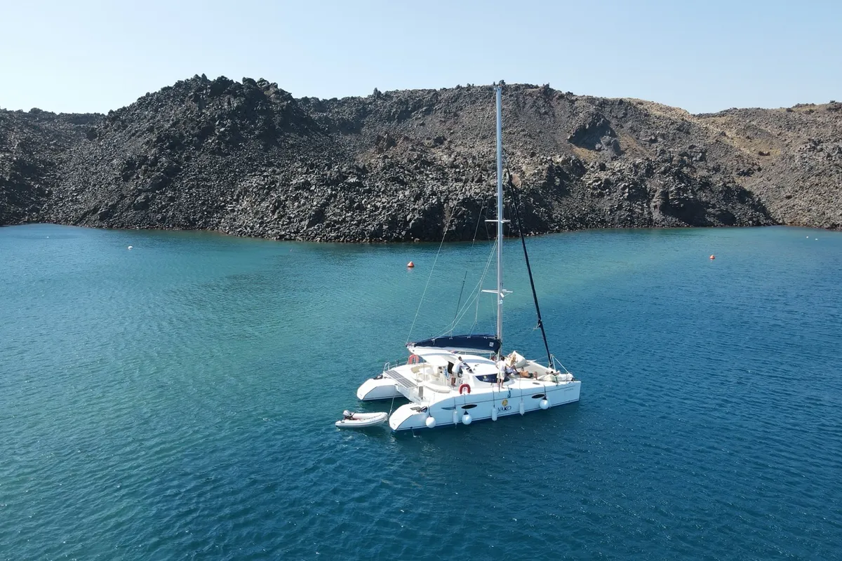 Exterior view of Victoria, a Fountaine Pajot Lavezzi 40 catamaran at Sithonia Municipal Unit, Greece