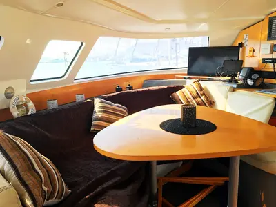 Salon of Victoria, a Fountaine Pajot Lavezzi 40 catamaran at Sithonia Municipal Unit, Greece