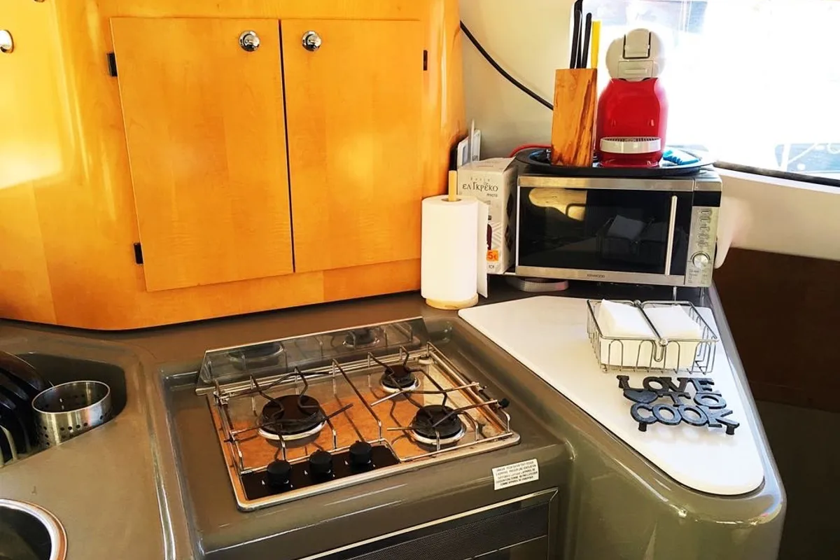 Galley of Victoria, a Fountaine Pajot Lavezzi 40 catamaran at Sithonia Municipal Unit, Greece
