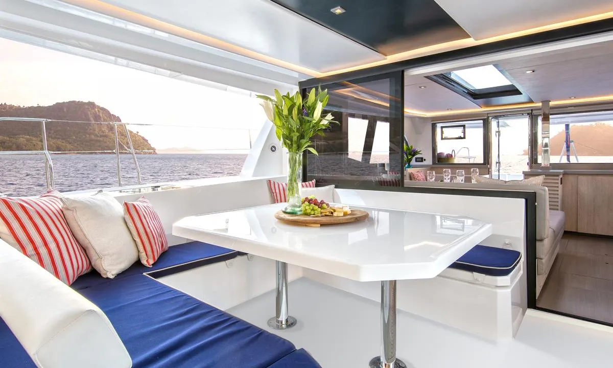 Salon of Moorings 4500L/10 Club, a Leopard 45 catamaran at Road Town, British Virgin Islands