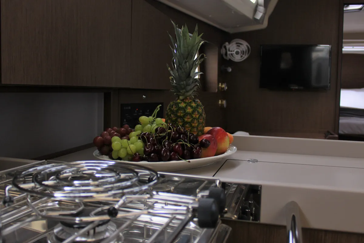 Galley of Diamanti II, a Beneteau Oceanis 41.1 sailboat at Skiathos, Greece