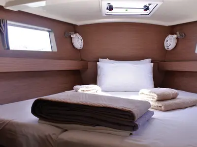 Cabin on Diamanti II, a Beneteau Oceanis 41.1 sailboat at Skiathos, Greece