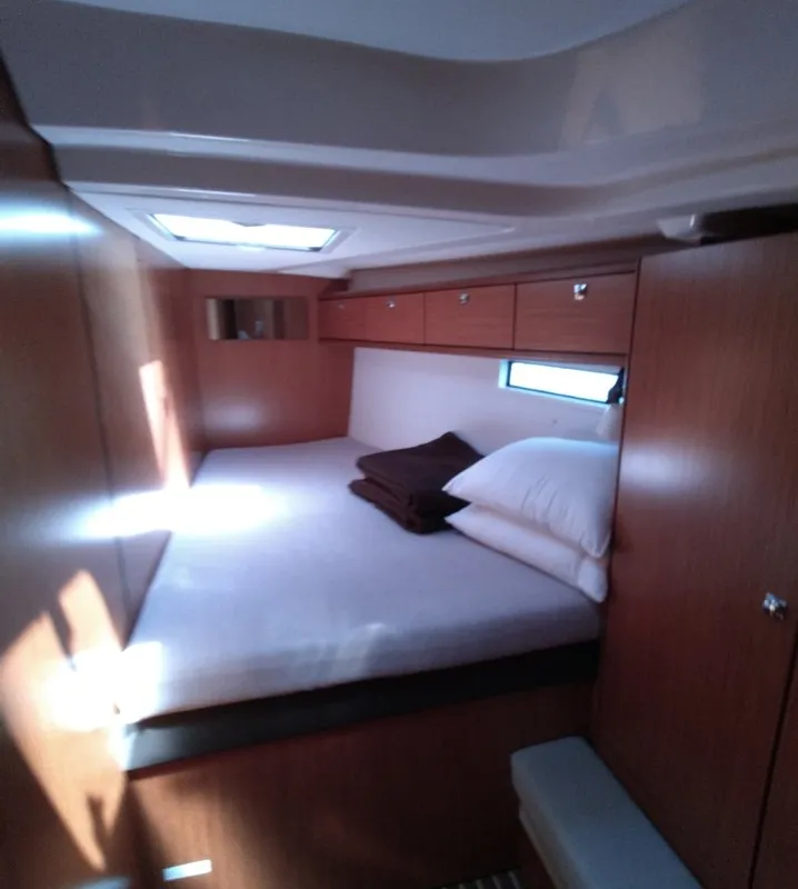 Cabin on Gin Tonic, a Bavaria 51 Cruiser sailboat at Kontokali, Greece