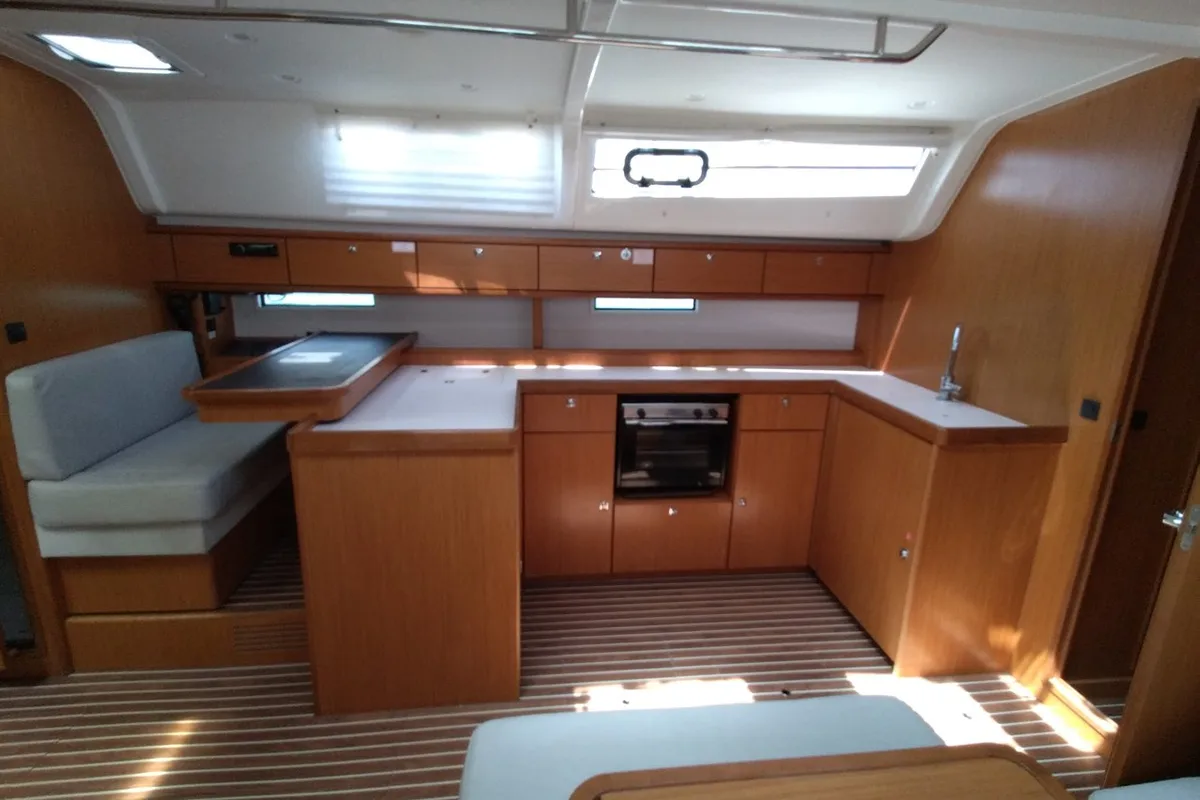 Galley of Gin Tonic, a Bavaria 51 Cruiser sailboat at Kontokali, Greece