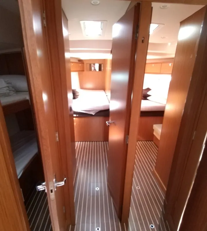 Cabin on Gin Tonic, a Bavaria 51 Cruiser sailboat at Kontokali, Greece