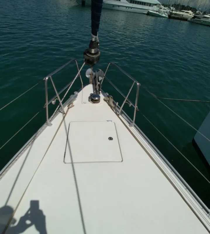 Deck of Gin Tonic, a Bavaria 51 Cruiser sailboat at Kontokali, Greece