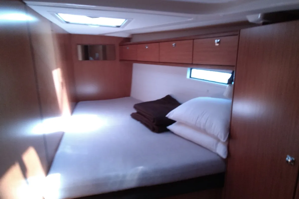 Cabin on Gin Tonic, a Bavaria 51 Cruiser sailboat at Kontokali, Greece