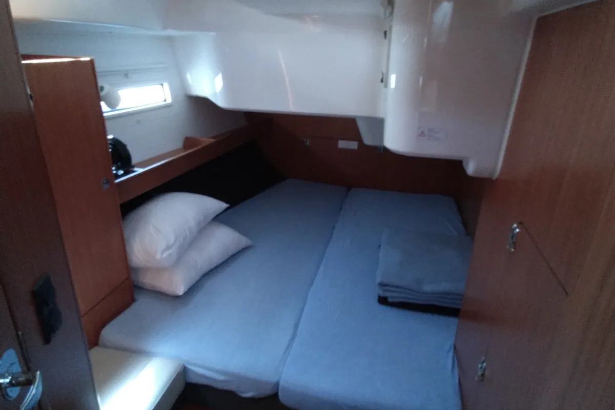 Cabin on Gin Tonic, a Bavaria 51 Cruiser sailboat at Kontokali, Greece
