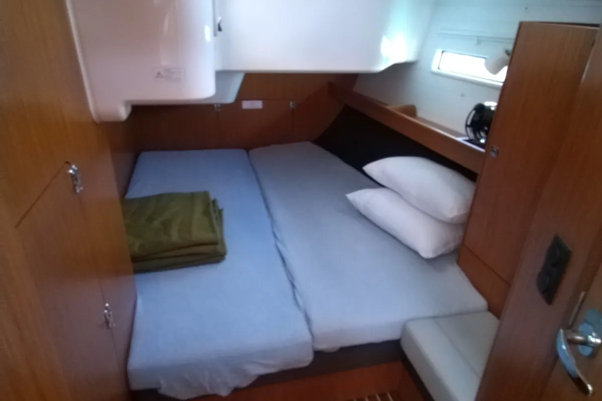 Cabin on Gin Tonic, a Bavaria 51 Cruiser sailboat at Kontokali, Greece