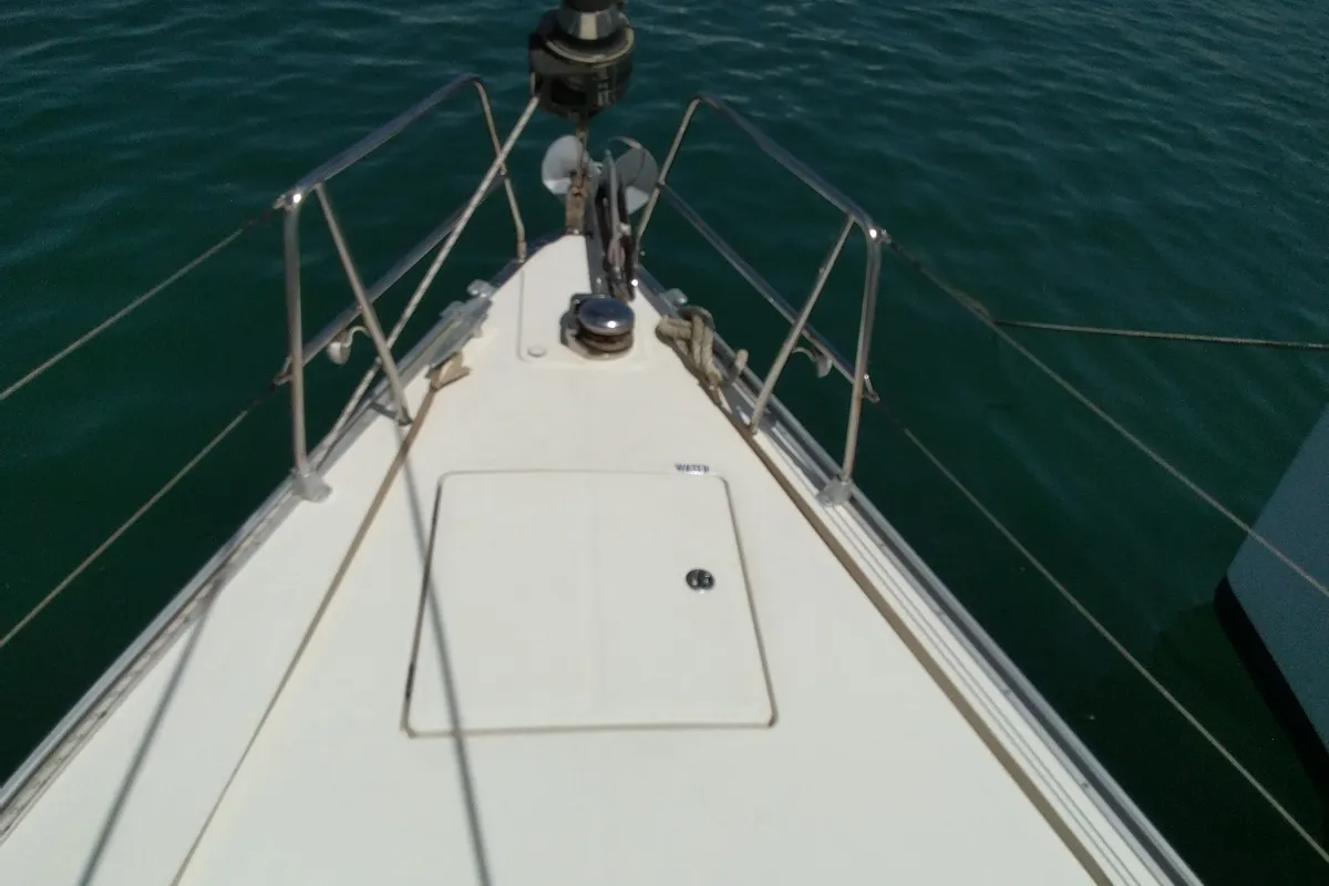 Deck of Gin Tonic, a Bavaria 51 Cruiser sailboat at Kontokali, Greece