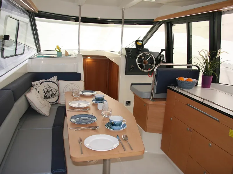 Salon of Platinum 989 Flybridge, a Delphia Yachts Platinum 989 motorboat at Wilkasy, Poland