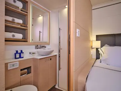 Head on Serenissima, a Fountaine Pajot Alegria 67 catamaran at Nea Peramos, Greece