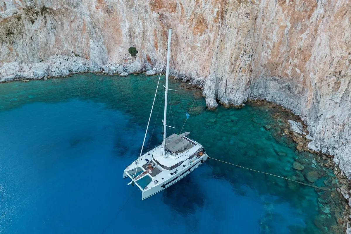 Serenissima, a Fountaine Pajot Alegria 67 catamaran at Municipal Unit of Nea Peramos, Greece